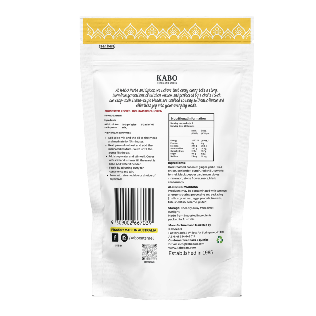 Kolhapuri Masala- Simmer sauce dry blend